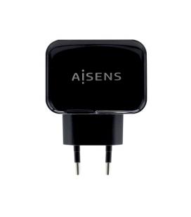 AISENS Cargador USB 17W 5V/3.4A, 2xUSB Con Control AI, Negro