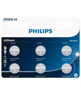 Pack de 6 pilas de botón philips cr2032/ 3v