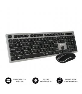 Teclado y ratón inalámbrico subblim combo wireless ergo keys silent flat hq/ gris y negro