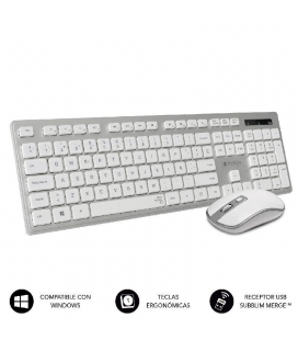 Teclado y ratón inalámbrico subblim combo wireless ergo keys silent flat hq/ plata y blanco - Imagen 1