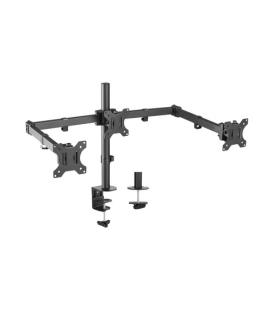 AISENS Soporte De Mesa Eco Giratorio E Inclinable Para 3 Monitores 7kg (3 Pivotes, 2 Brazos) De 13-27, Negro - Imagen 1