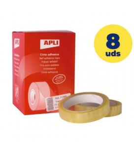 Caja de cintas adhesivas transparentes apli 11266/ 1.9cm x 66m/ 8 unidades