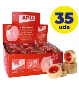 Caja de cintas adhesivas transparentes apli 11103/ 1.9cm x 33m/ 35 unidades