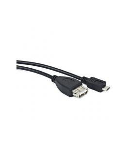CABLE USB LANBERG MICRO M A USB-A F 2.0 OTG NEGRO 15CM OEM - Imagen 1