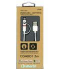 SilverHT Cable Combo MFI - MicroUSB + Lightning 1,5m - Blanco - Imagen 4