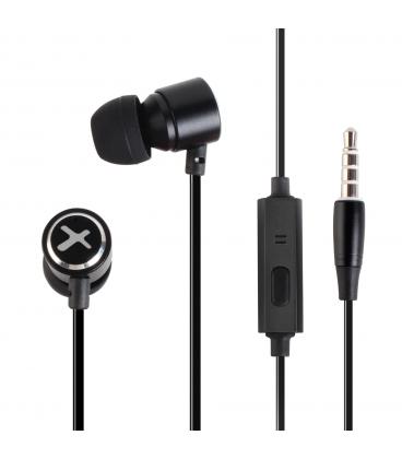 Auriculares phoenix de botón con microfono manos libres colgar y descolgar en cable conector jack 3.5 color negro - Imagen 1