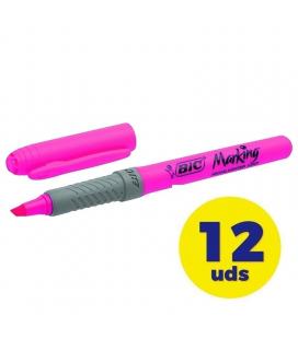 Caja de marcadores fluorescentes bic marking highlighter grip/ 12 unidades/ rosas