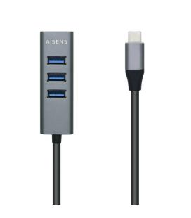 AISENS Hub USB 3.1 USB-C, USB-C/M - 4x Tipo A/H, Gris, 15 cm - Imagen 1