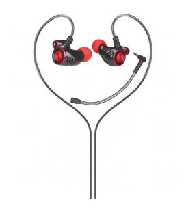 AURICULARES HP DHE-7002 JACK 3.5MM NEGRO/ROJO CON MICROFONO EXTRAIBLE - Imagen 1
