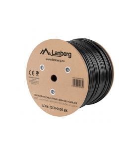 BOBINA CAT.6 LANBERG OUTDOOR UTP RJ45 SOLIDO COBRE FLUKE TESTED AWG24 305M NEGRO - Imagen 1