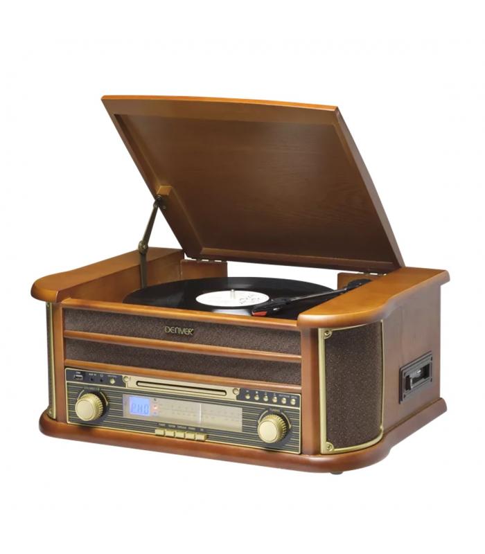 Tocadiscos retro denver mcr - - aux - radio - cd casete
