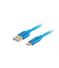 Cable usb lanberg 2.0 macho - usb tipo c macho quick charge 3.0 1m azul - Imagen 2
