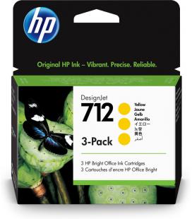 TINTA HP 712 PACK 3 AMARILLO - Imagen 1