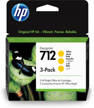 TINTA HP 712 PACK 3 AMARILLO - Imagen 1