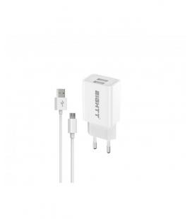 CARGADOR EIGHTT SMARTPHONE TABLET 5V 2X2.4A CON CABLE MICRO USB 1,2M