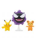 Pack de 3 figuras jazwares pokemon batalla teddiursa pikachu y gastly - Imagen 1