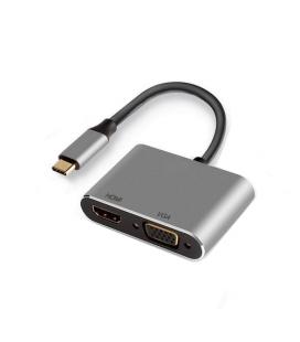 ADAPTADOR EWENT USB TIPO C A HDMI 4K Y VGA 15CM MACHO - HEMBRA