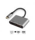 ADAPTADOR EWENT USB TIPO C A HDMI 4K Y VGA 15CM MACHO - HEMBRA