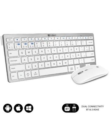 Teclado y ratón inalámbrico por bluetooth subblim oco010 combo multidispositivo compacto/ plata - Imagen 1