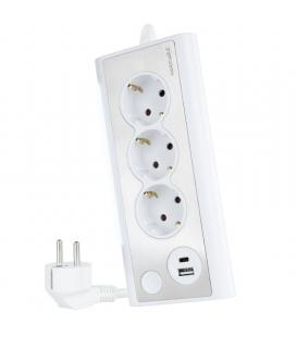 Regleta con interruptor nanocable 10.37.0013-w/ 3 tomas de corriente/ 1 usb/ 1 usb tipo-c/ blanca - Imagen 1