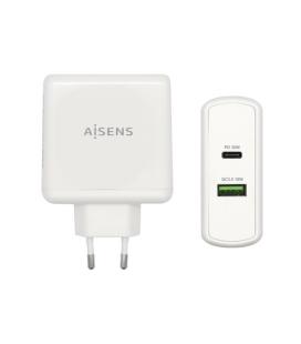 AISENS Cargador 48 W, 1x USB-C PD3.0 30 W, 1x USB-A QC3.0 18 W, Blanco