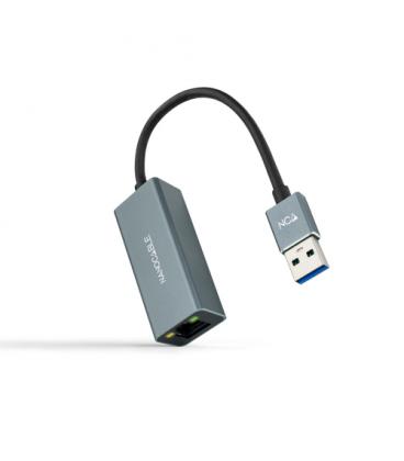 Nanocable Conversor USB 3.0 a Ethernet Gigabit 10/100/1000 Mbps, Aluminio, Gris, 15 cm - Imagen 1