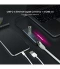 Nanocable Conversor USB-C a Ethernet Gigabit + 3XUSB 3.0, Aluminio, Gris, 15 cm - Imagen 3