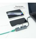 Nanocable Conversor USB-C a Ethernet Gigabit + 3XUSB 3.0, Aluminio, Gris, 15 cm - Imagen 4