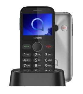 Teléfono móvil alcatel 2020x para personas mayores/ plata metal