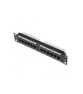 PATCH PANEL LANBERG 12 PUERTOS 1U 10" CAT.6 NEGRO