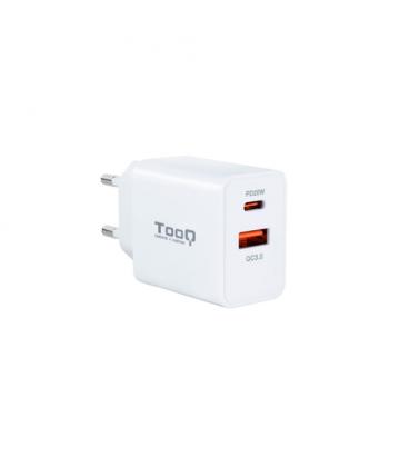 Cargador de Pared TooQ TQWC-2SC04WT/ 1xUSB Tipo-C/ 1xUSB/ 20W