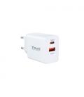 Cargador de Pared TooQ TQWC-2SC04WT/ 1xUSB Tipo-C/ 1xUSB/ 20W