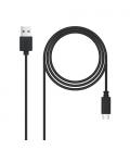 Cable USB 2.0 Nanocable 10.01.2103/ USB Macho - USB Tipo-C Macho/ 3m/ Negro