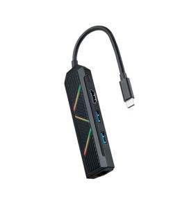 Hub USB 3.1 Tipo-C Nanocable 10.16.0501/ 2 Puertos USB/ 1 USB Tipo-C/ 1 HDMI/ 1 RJ45/ Negro