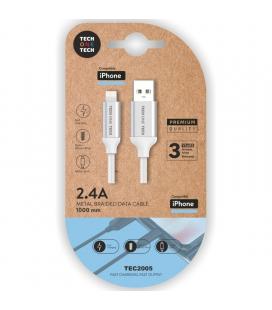 Cable usb 2.0 tech one tech tec2005/ usb macho - lightning macho/ 1m/ blanco