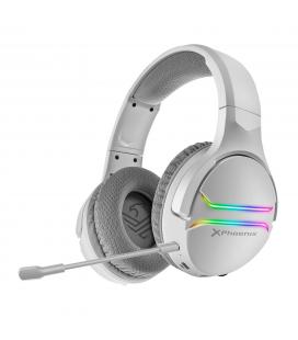 Auriculares gaming con microfono inalambricos phoenix echo wireless iluminación rgb sonido 7.1 envolvente blanco