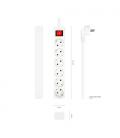 Regleta con Interruptor Aisens A154-0535/ 6 Tomas de Corriente/ Blanco