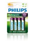 Pack de 4 Pilas AA Philips R6B4B260/10/ 1.2V/ Recargables