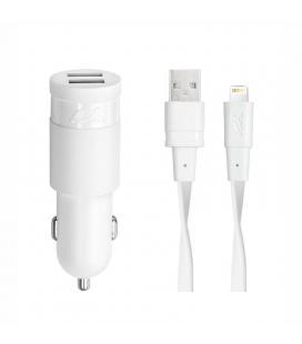 RIVACASE Carga. coche 3.4A 2*usb lightning MFI bla