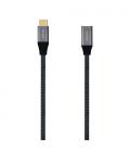 Cable Alargador USB 3.2 Tipo-C Aisens A107-0635 5A 100W/ USB Tipo-C Macho - USB Tipo-C Hembra/ 1m/ Gris