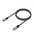 Cable Alargador USB 3.2 Tipo-C Aisens A107-0635 5A 100W/ USB Tipo-C Macho - USB Tipo-C Hembra/ 1m/ Gris