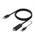 Cable Conversor Aisens A122-0641/ Displayport Macho - HDMI Macho - USB Macho/ 10cm + 1.8m/ Negro