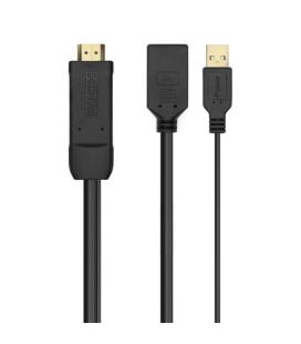 Cable Conversor Aisens A122-0642/ Displayport Macho - HDMI Macho - USB Hembra/ 10cm + 10cm/ Negro