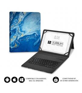 Funda con teclado subblim keytab pro bluetooth para tablets de 9'-11'/ marmol azul