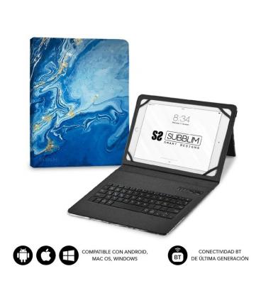 Funda con teclado subblim keytab pro bluetooth para tablets de 9'-11'/ marmol azul