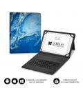 Funda con teclado subblim keytab pro bluetooth para tablets de 9'-11'/ marmol azul