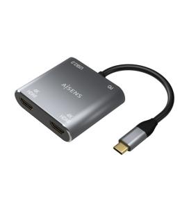 Adaptador USB Tipo-C Aisens A109-0625/ 2x HDMI 4K H - VGA H - USB Tipo-C Macho - USB H - USB Tipo-C H