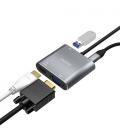 Adaptador USB Tipo-C Aisens A109-0626/ HDMI Hembra - VGA Hembra - USB Tipo-C Macho - USB Hembra - USB Tipo-C Hembra