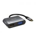 Adaptador USB Tipo-C Aisens A109-0627/ HDMI Hembra - VGA Hembra - USB Tipo-C Macho