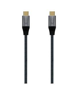 Cable USB 2.0 Tipo-C Aisens A107-0628 5A 100W/ USB Tipo-C Macho - USB Tipo-C Macho/ 1m/ Gris